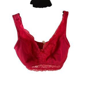 Rhonda Shear Small Red lace bralette no wire
